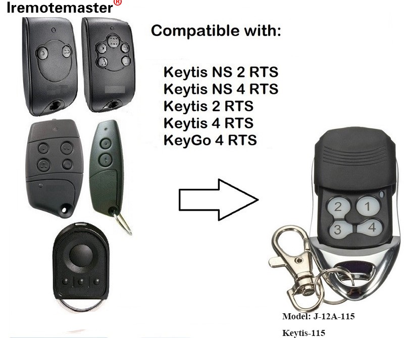 Untuk Keytis NS 2 RTS Keytis NS 4 RTS Kawalan Jauh Pintu Garaj 433.42MHz